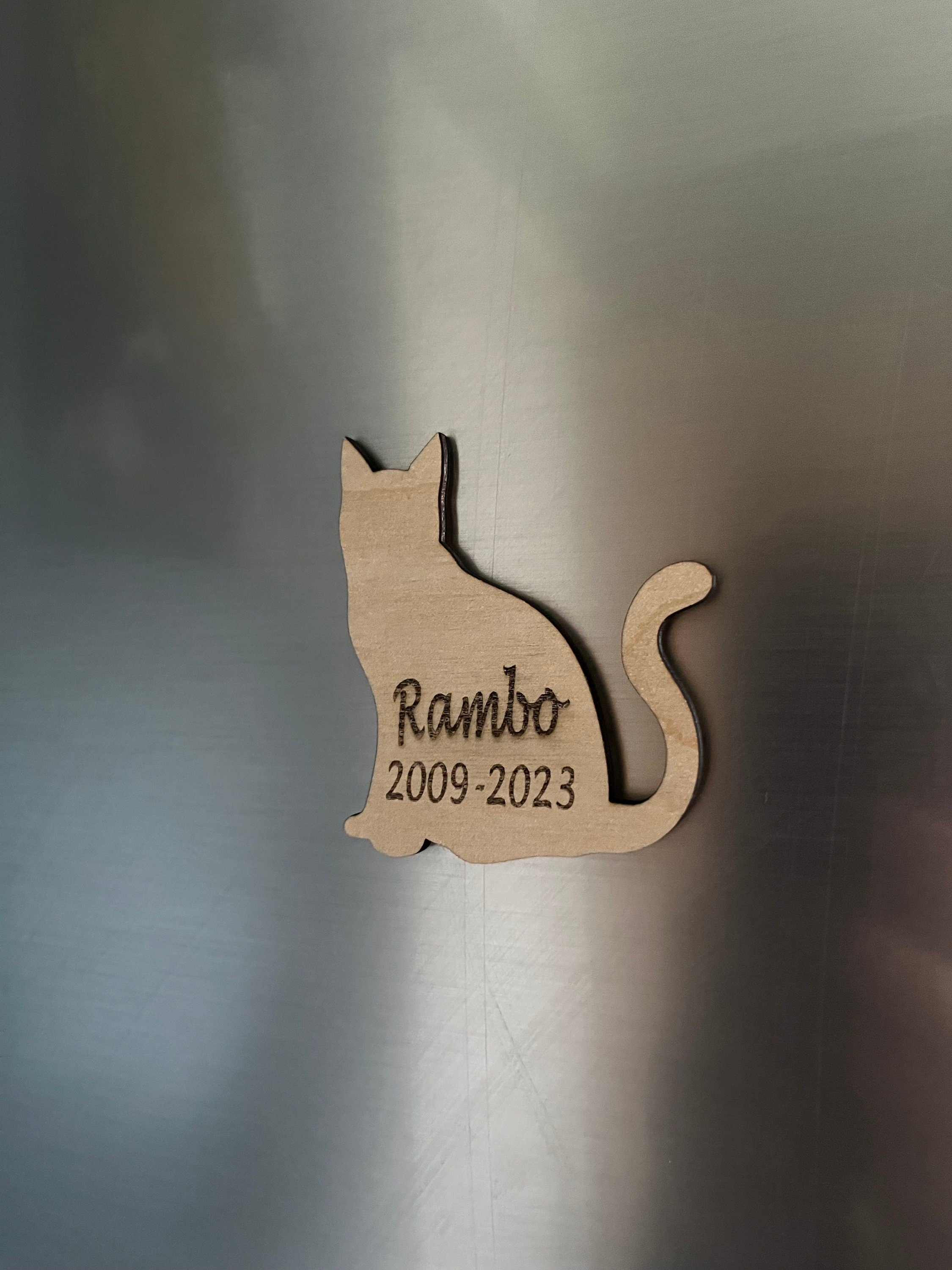 Personalised Wooden Cat Magnet: Pet Memorial Gift