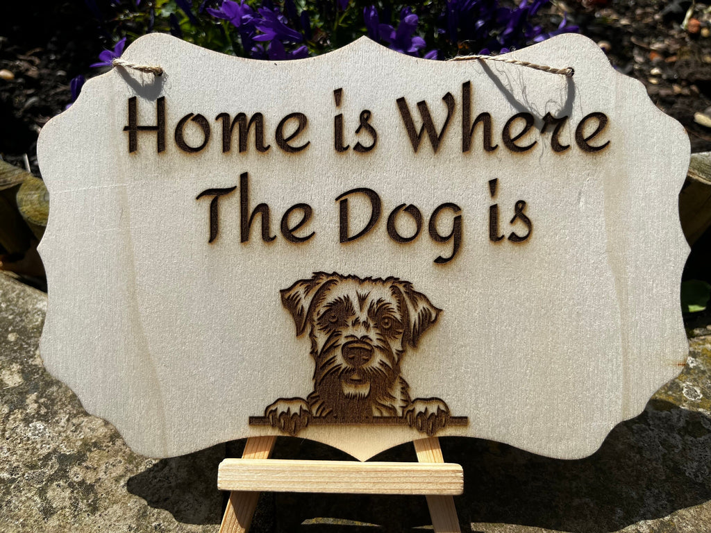 Engraved Wooden Dog Sign: Home Decor for Dog Lovers