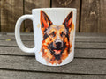 German Shepherd Mug: Watercolor Dog Lover Gift with Gift Box
