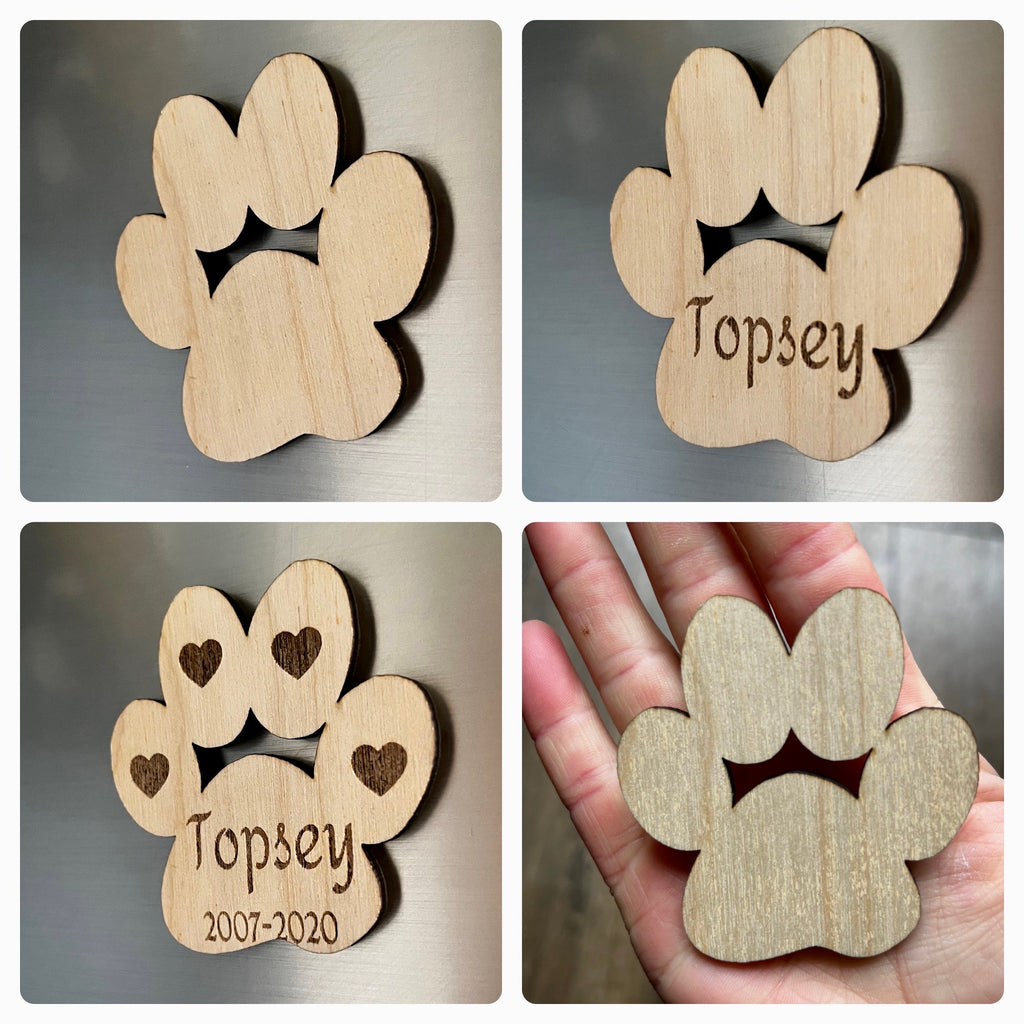 Personalised Paw Print Magnet: Pet Memorial, Cat or Dog Remembrance