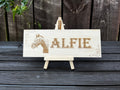 Engraved Photo Horse Stall Sign: Personalised Barn Door Plaque