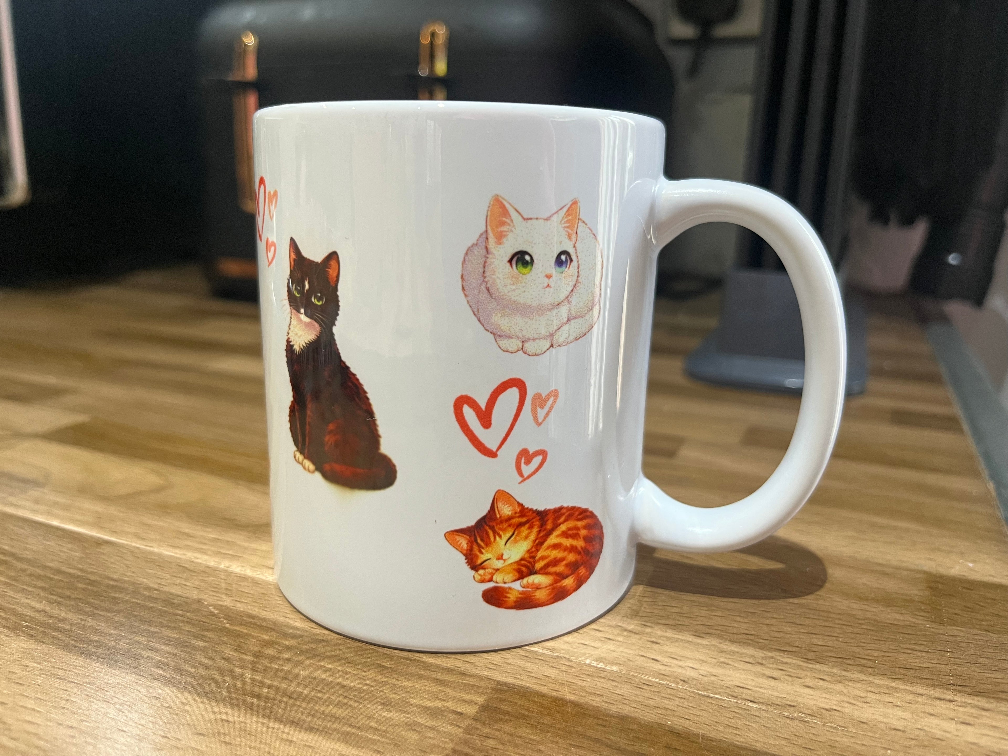 Personalised Cat Photo Mug – Custom Cartoon Pet Portrait Mug