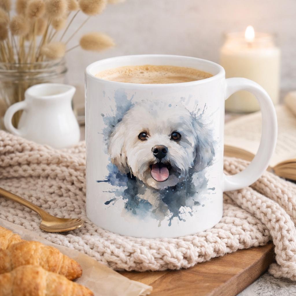 Bichon Frise Mug and Coaster Gift Set, Dog Lover Mug, Cute Dog Mum Coffee Cup UK, Bichon Owner Gift Idea, Pet Lover Tea Mug with Gift Box