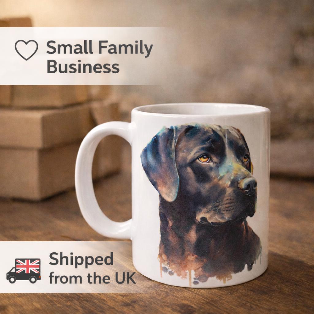Black Labrador Mug and Coaster | Labrador Dog Lover Gift | Dog Mum Coffee Mug | Labrador Retriever Mug | Pet Lover Gift | Dog Owner Cup
