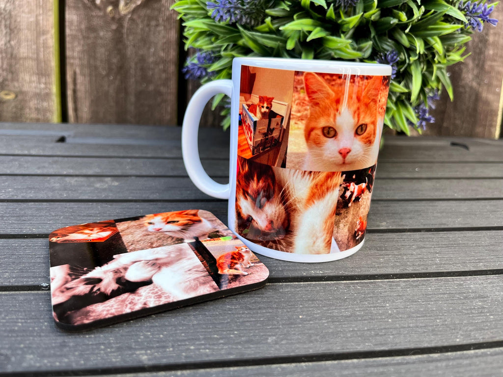 Personalised Cat Photo Mug, Custom Pet Photo Collage Mug, Cat Lover Gift UK, Pet Memorial Mug, Cat Mum Gift, Custom Photo Coffee Mug
