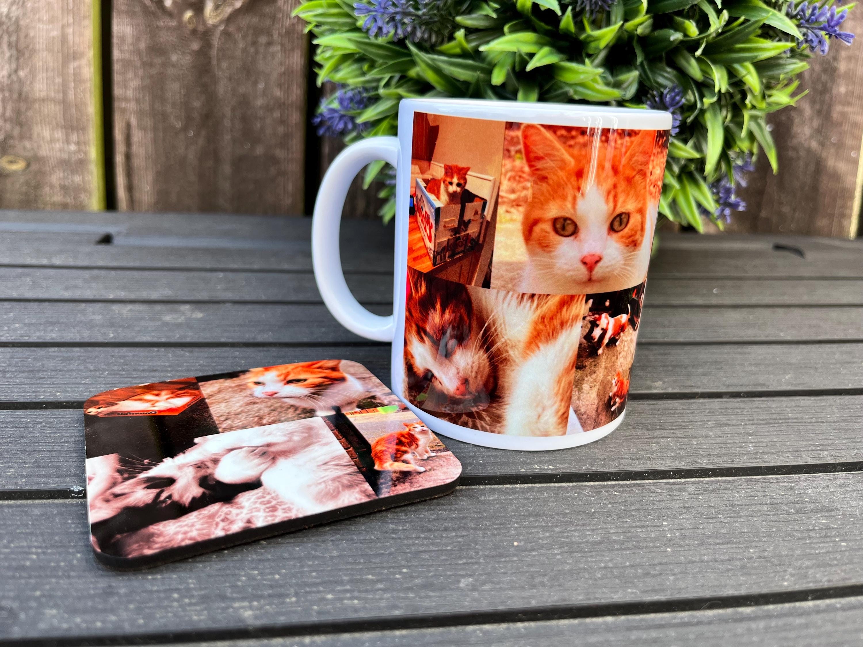 Personalised Cat Photo Mug, Custom Pet Photo Collage Mug, Cat Lover Gift UK, Pet Memorial Mug, Cat Mum Gift, Custom Photo Coffee Mug