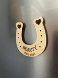 Personalised Wooden Horseshoe Magnet: Horse Memorial Gift