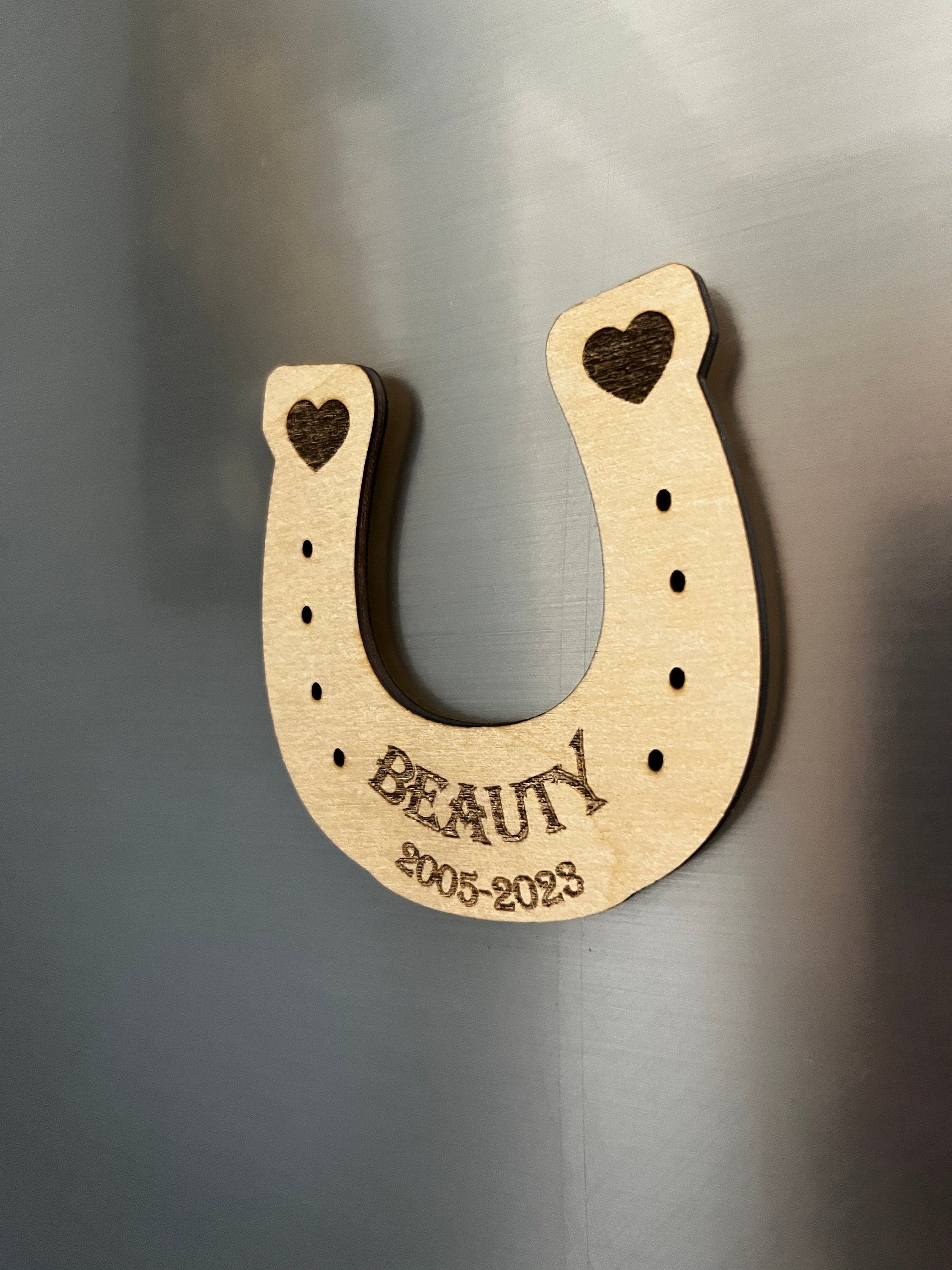 Personalised Wooden Horseshoe Magnet: Horse Memorial Gift