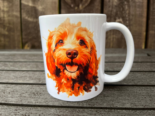 Dog Lover Gift Idea , Cockapoo Dog WaterColour Design Mug With Gift Box - gifts for dog owners - owner - for her / him / woman / girl