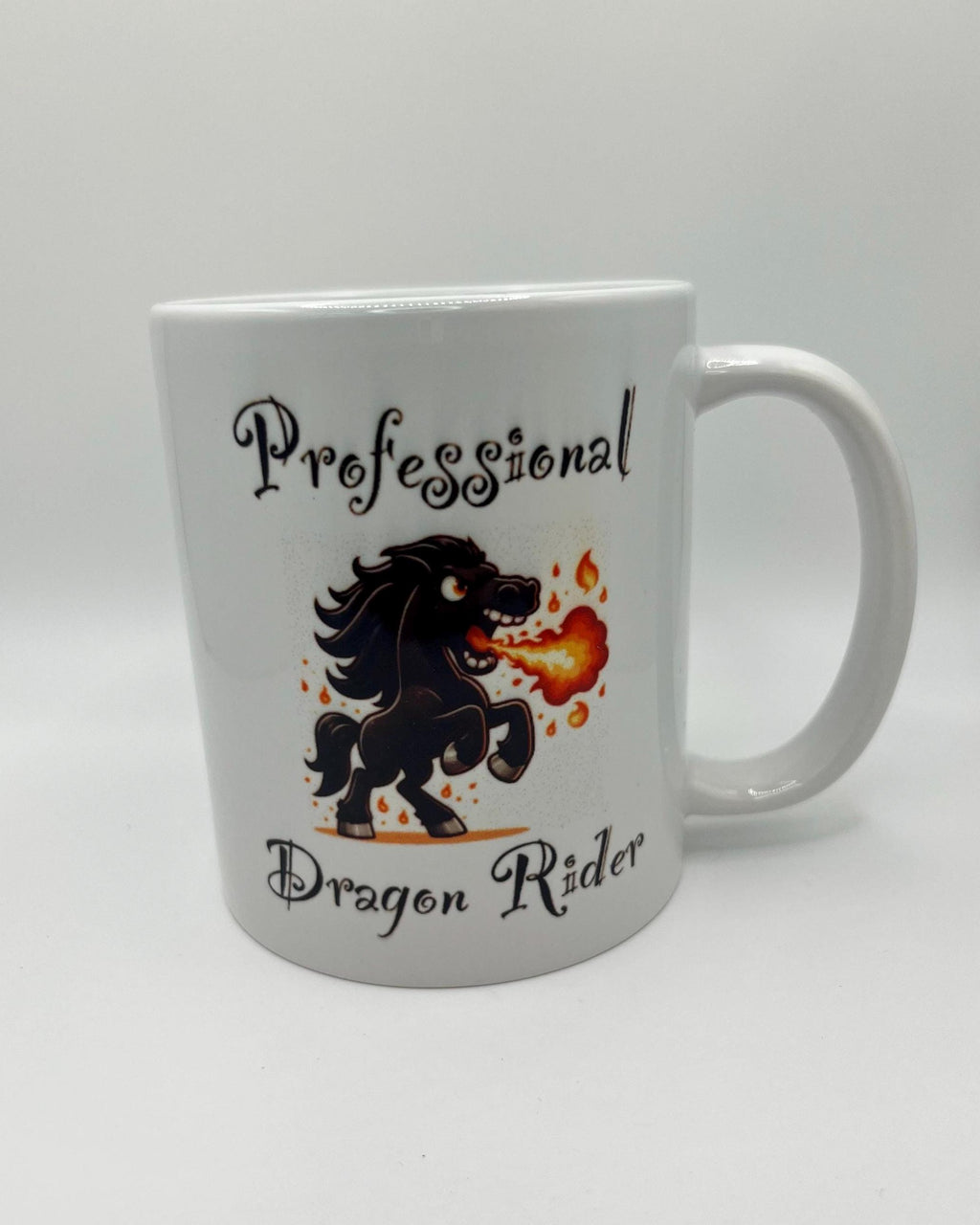Humorous Dragon Rider Mug - Equestrian Horse Lover Gift