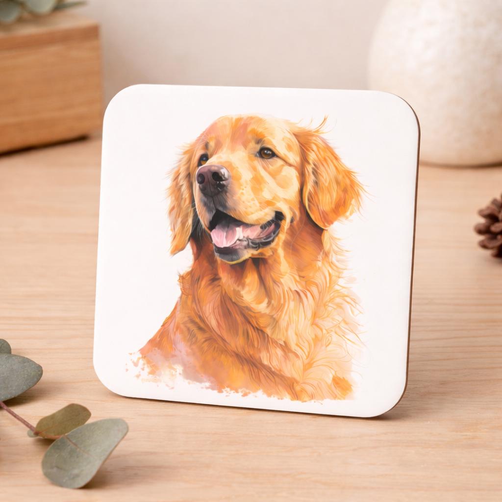Golden Retriever Mug and Coaster  | Dog Lover Gift | 11oz Ceramic Mug | Retriever Dog Art Mug | Gift for Dog Mum | Pet Portrait Style Mug UK