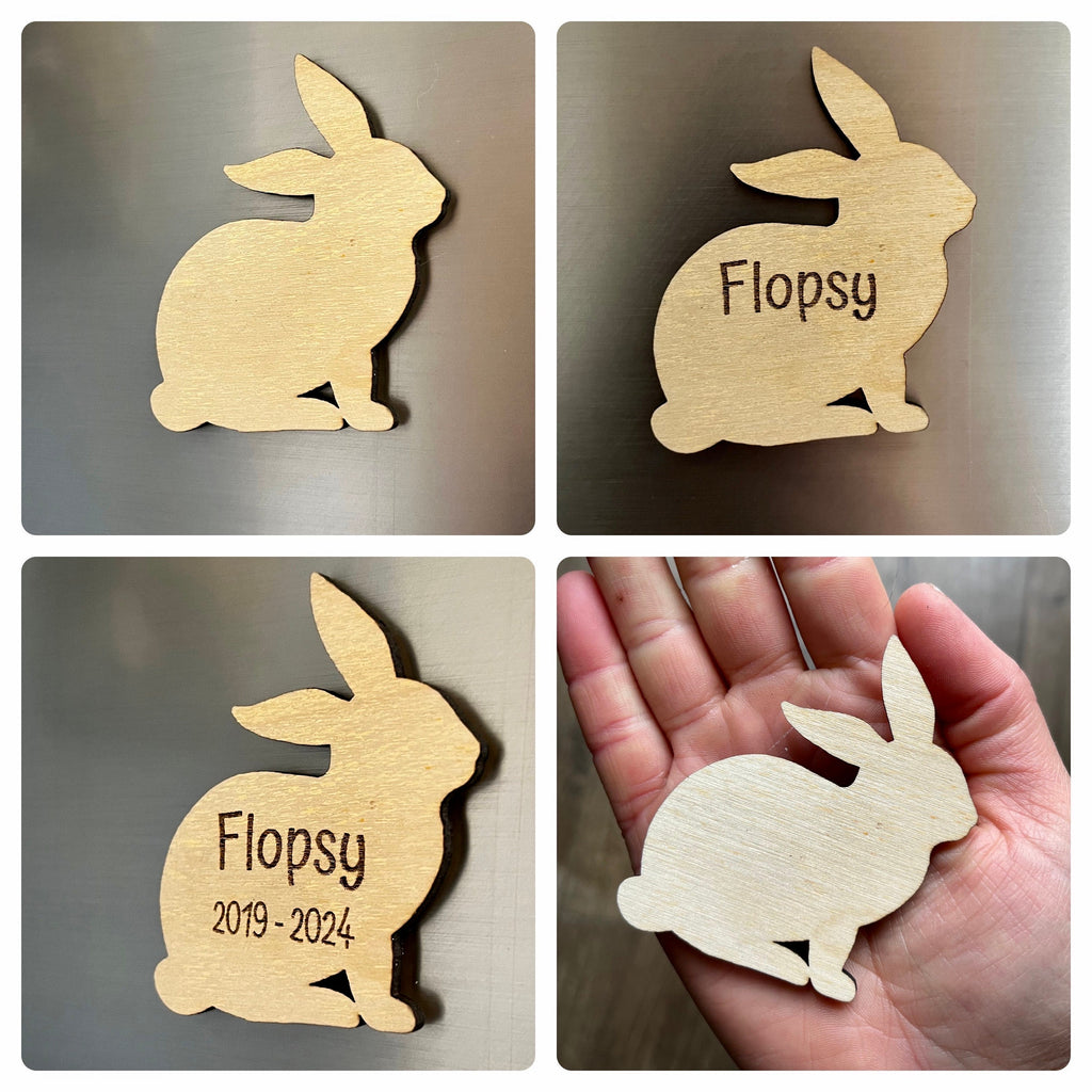 Personalised Wooden Rabbit Magnet: Bunny Memorial Gift
