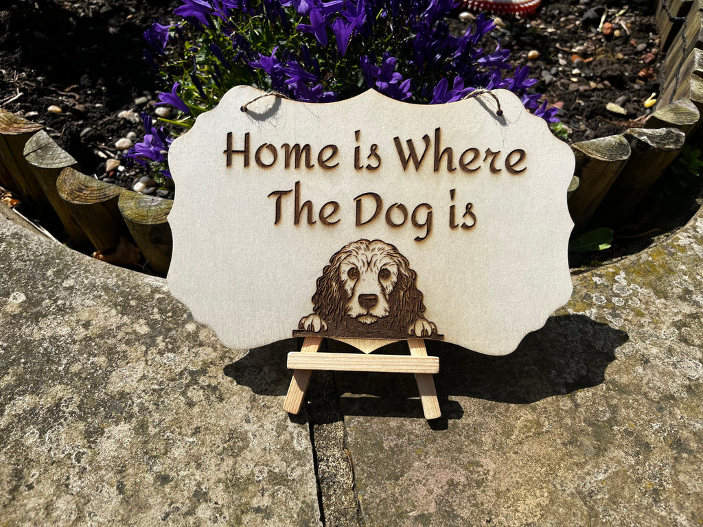 Engraved Wooden Dog Sign: Home Decor for Dog Lovers