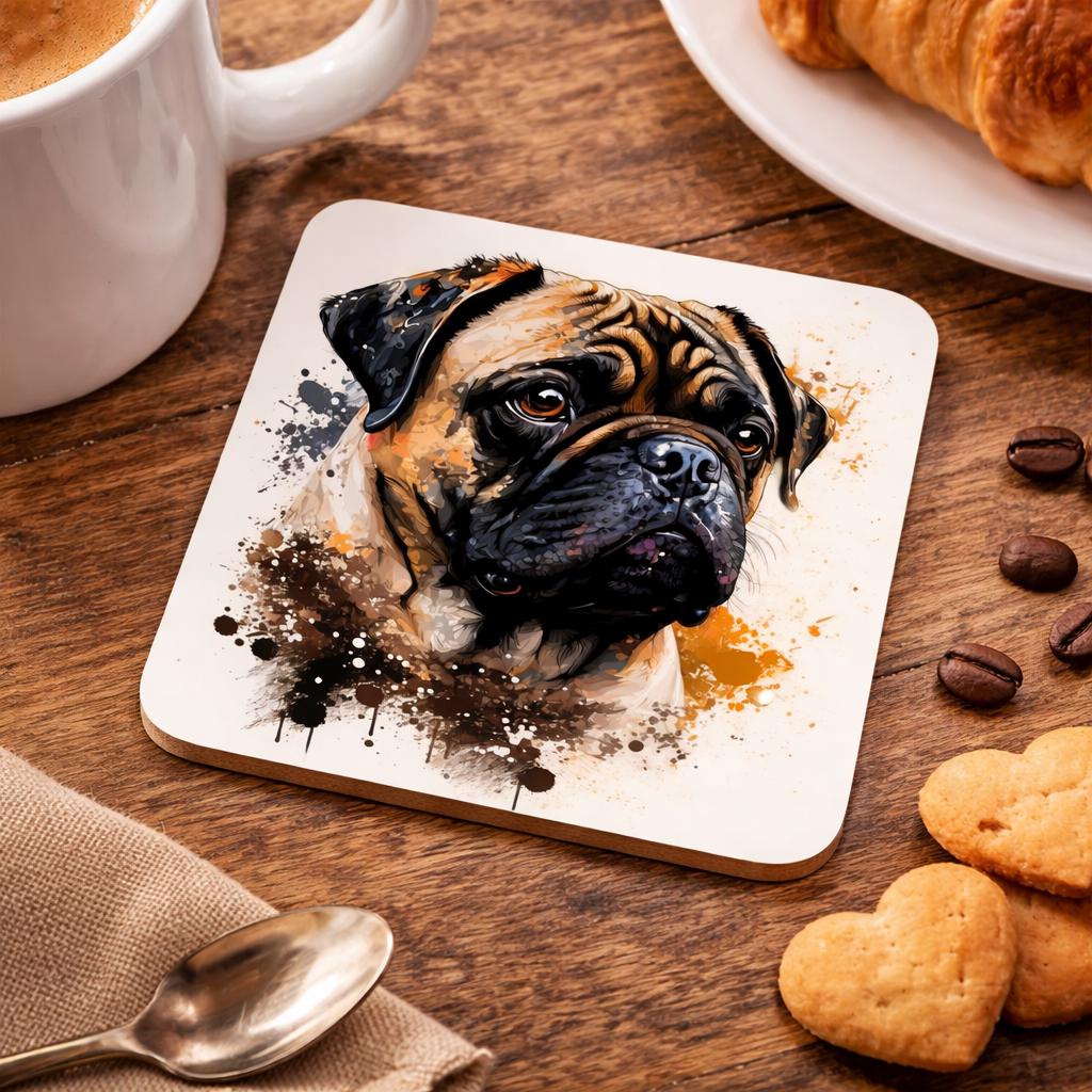 Personalised Pug Mug & Coaster Set | Dog Lover Gift | Cute Pug Coffee Cup | Custom Pet Mug | Pug Owner Gift | Made in UK