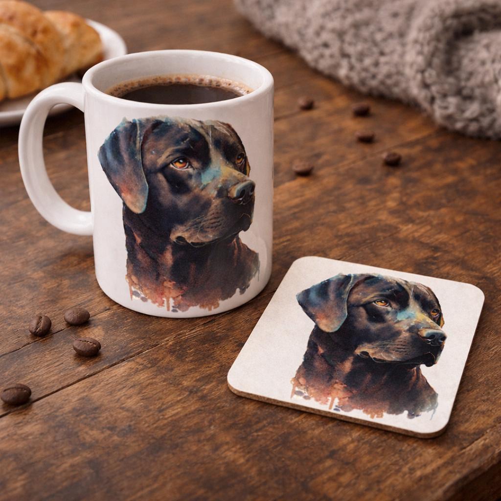 Black Labrador Mug and Coaster | Labrador Dog Lover Gift | Dog Mum Coffee Mug | Labrador Retriever Mug | Pet Lover Gift | Dog Owner Cup