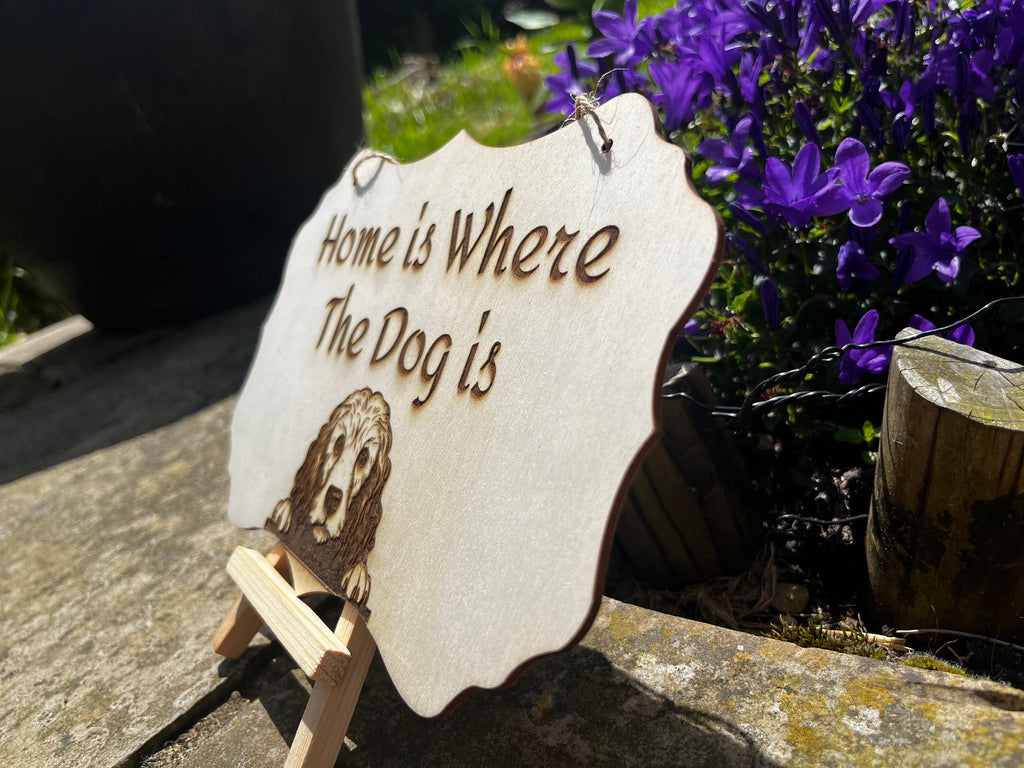 Engraved Wooden Dog Sign: Home Decor for Dog Lovers