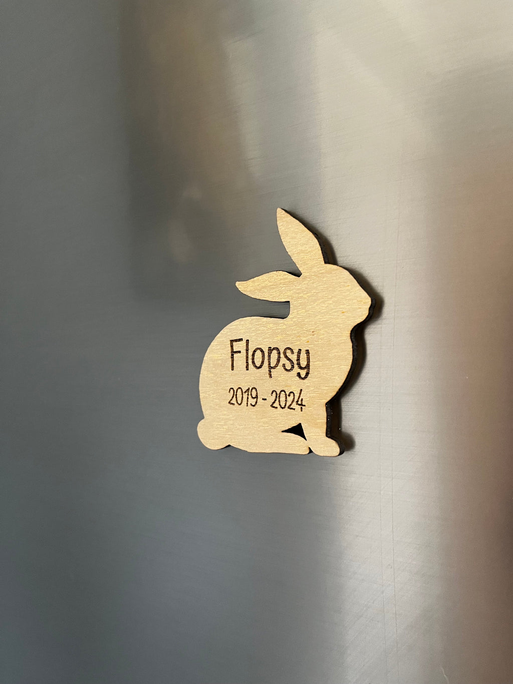 Personalised Wooden Rabbit Magnet: Bunny Memorial Gift