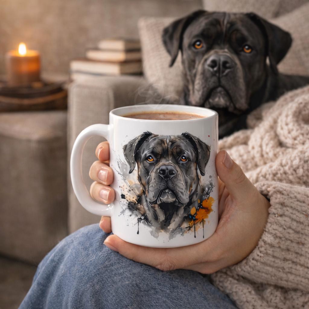 Cane Corso Mug and Coaster  | Dog Lover Gift | 11oz Ceramic Coffee Mug | Mastiff Dog Art Mug | Gift for Dog Mum | Pet Portrait Style Mug UK