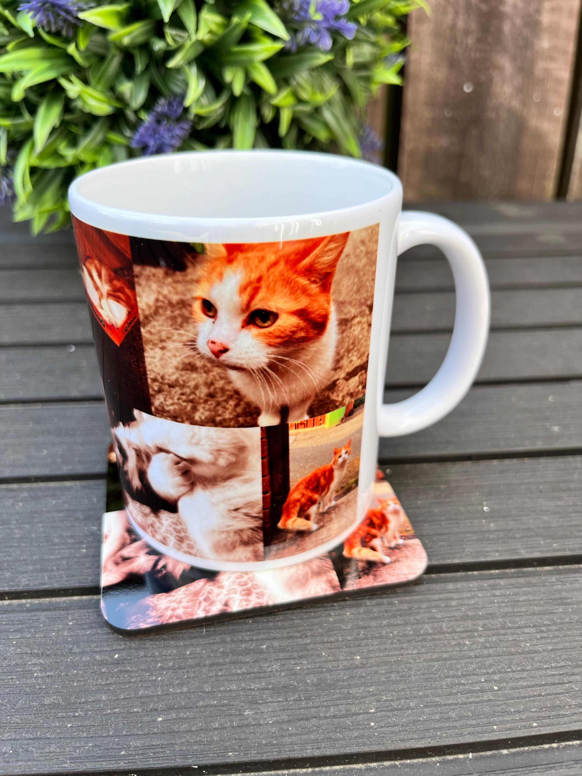 Personalised Cat Photo Mug, Custom Pet Photo Collage Mug, Cat Lover Gift UK, Pet Memorial Mug, Cat Mum Gift, Custom Photo Coffee Mug