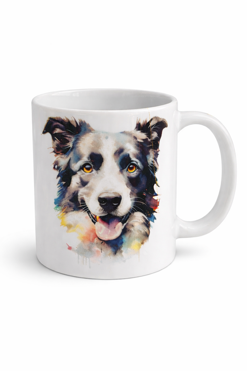 Border Collie mug set  on white background