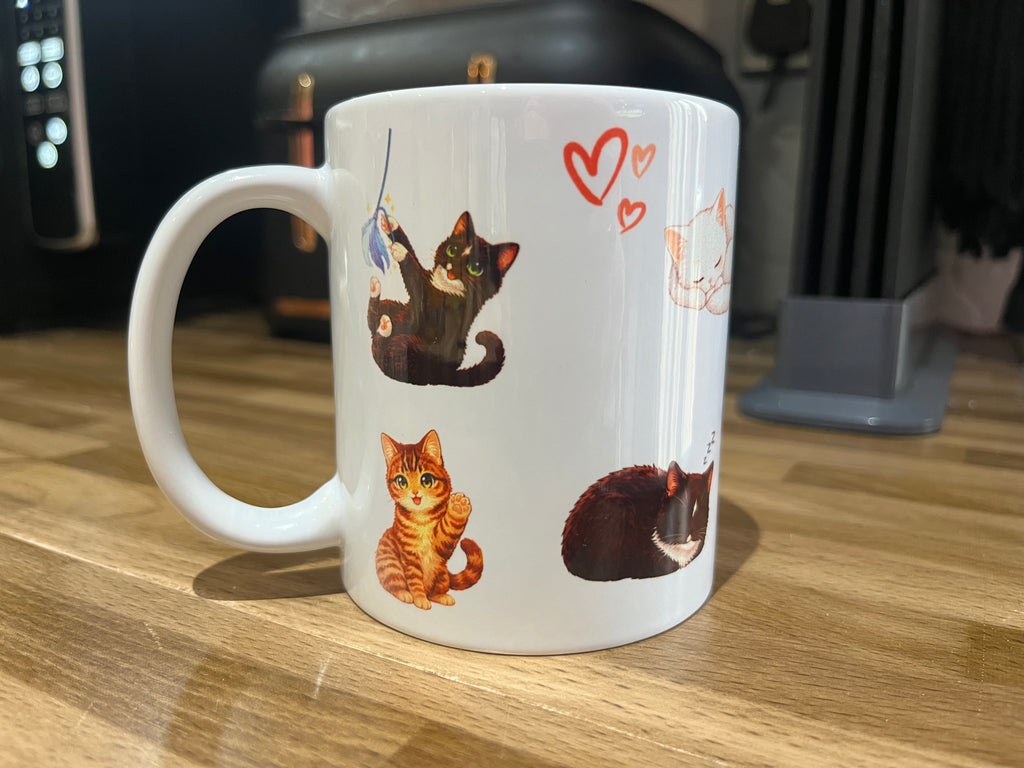 Personalised Cat Photo Mug – Custom Cartoon Pet Portrait Mug