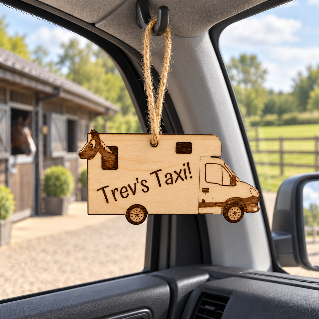 Personalised Horsebox Air Freshener – Wooden Horsebox Gift