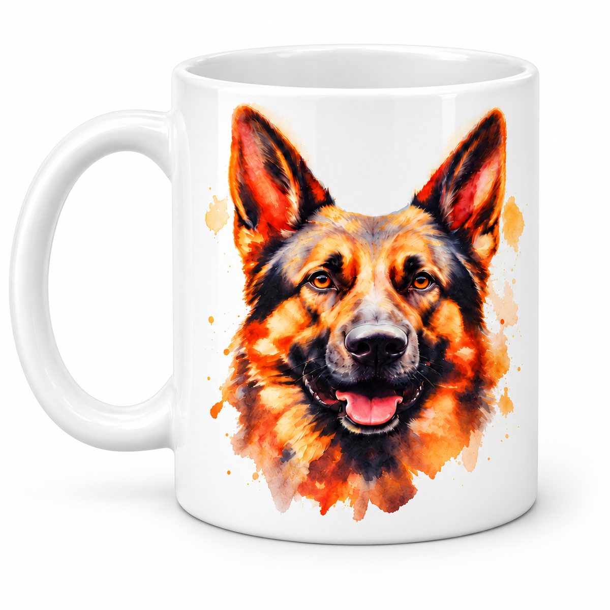 German Shepherd Watercolour Mug & Coaster – Individual or Gift Set