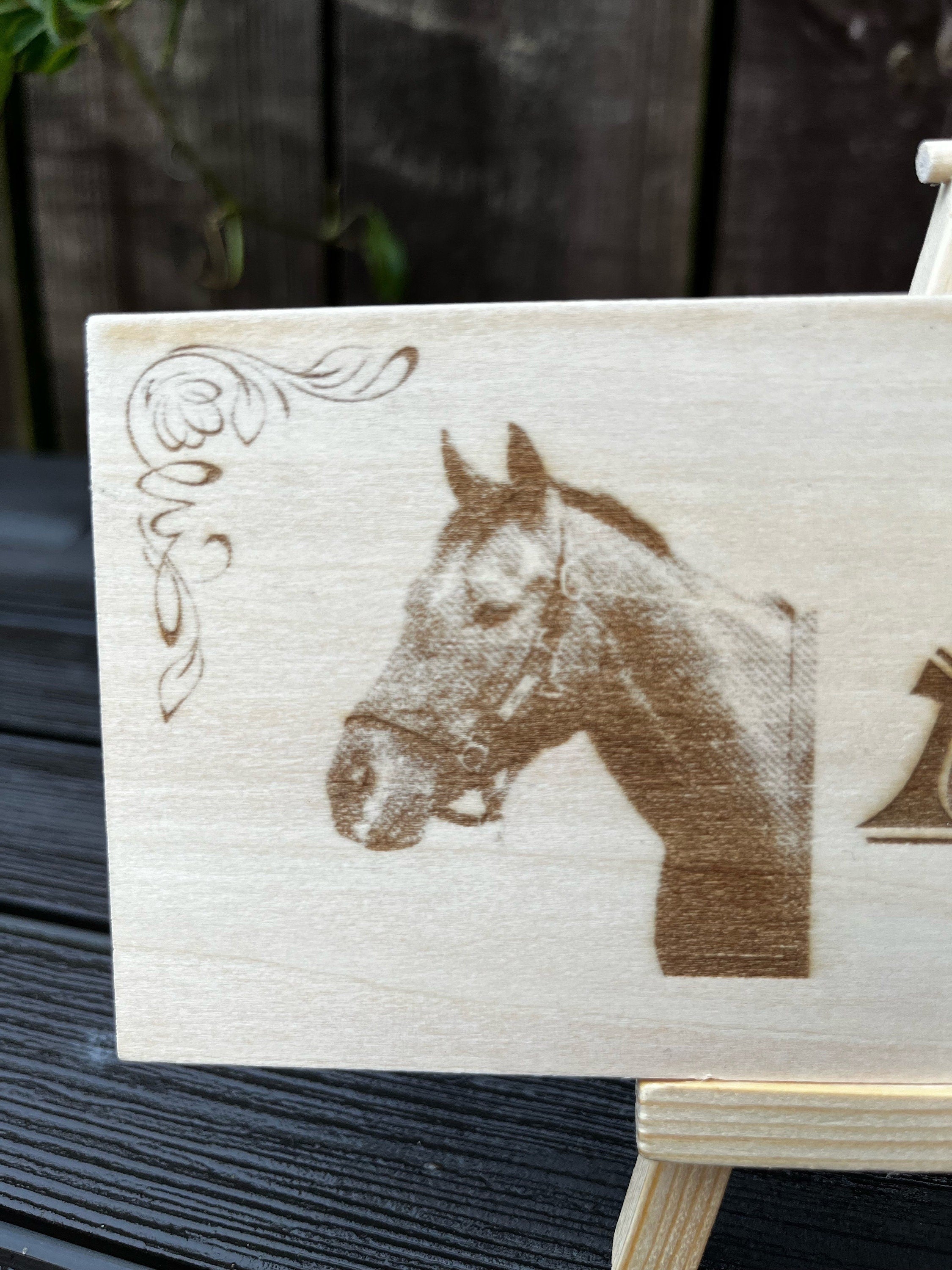 Engraved Photo Horse Stall Sign: Personalised Barn Door Plaque