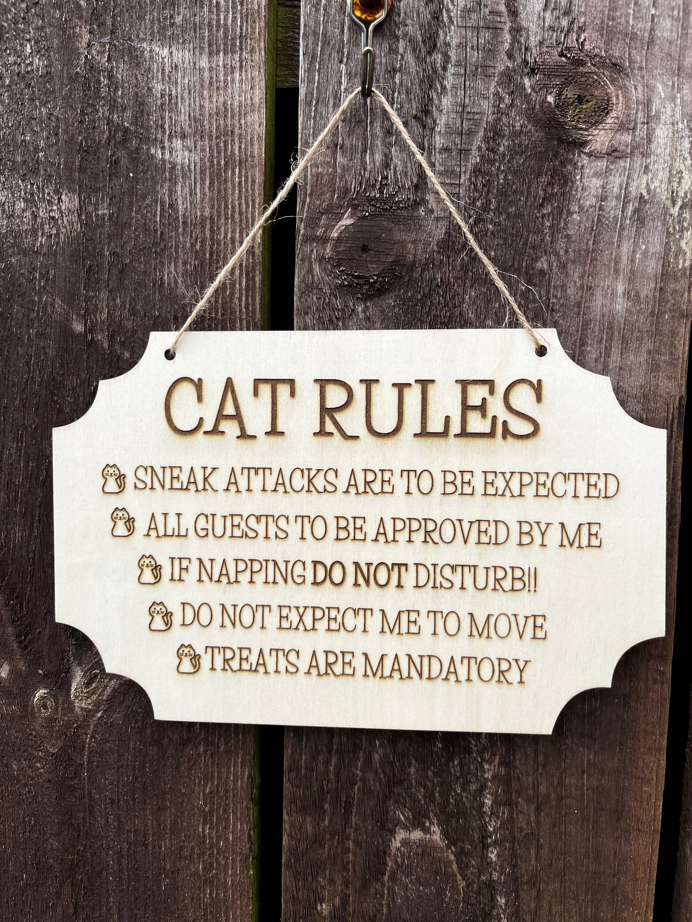 Cat Rules Wooden Sign – Funny Cat Wall Decor – Cat Lover Gift – Kitchen, Living Room or Home Décor