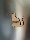 Personalised Wooden Cat Magnet: Pet Memorial Gift