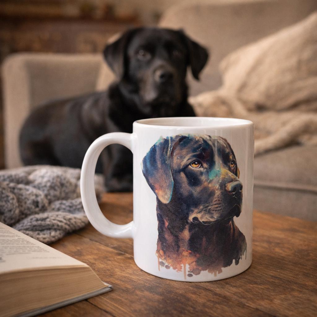 Black Labrador Mug and Coaster | Labrador Dog Lover Gift | Dog Mum Coffee Mug | Labrador Retriever Mug | Pet Lover Gift | Dog Owner Cup