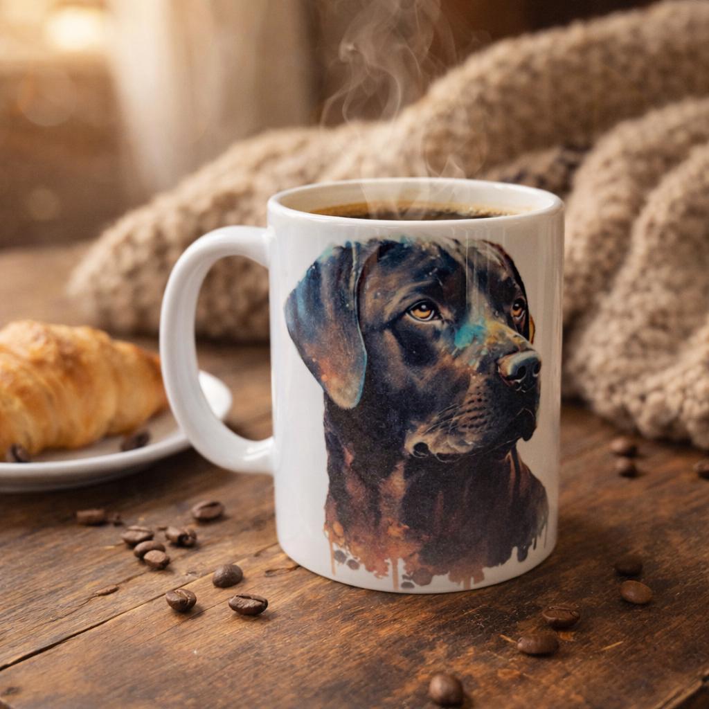 Black Labrador Mug and Coaster | Labrador Dog Lover Gift | Dog Mum Coffee Mug | Labrador Retriever Mug | Pet Lover Gift | Dog Owner Cup
