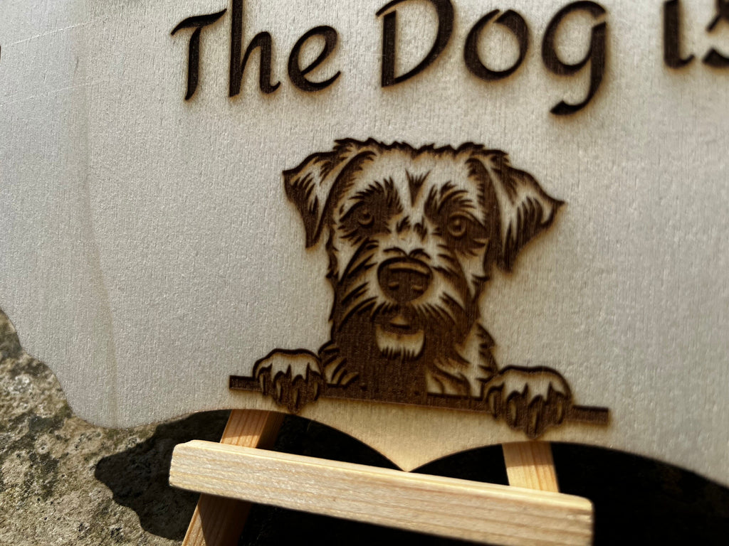 Engraved Wooden Dog Sign: Home Decor for Dog Lovers
