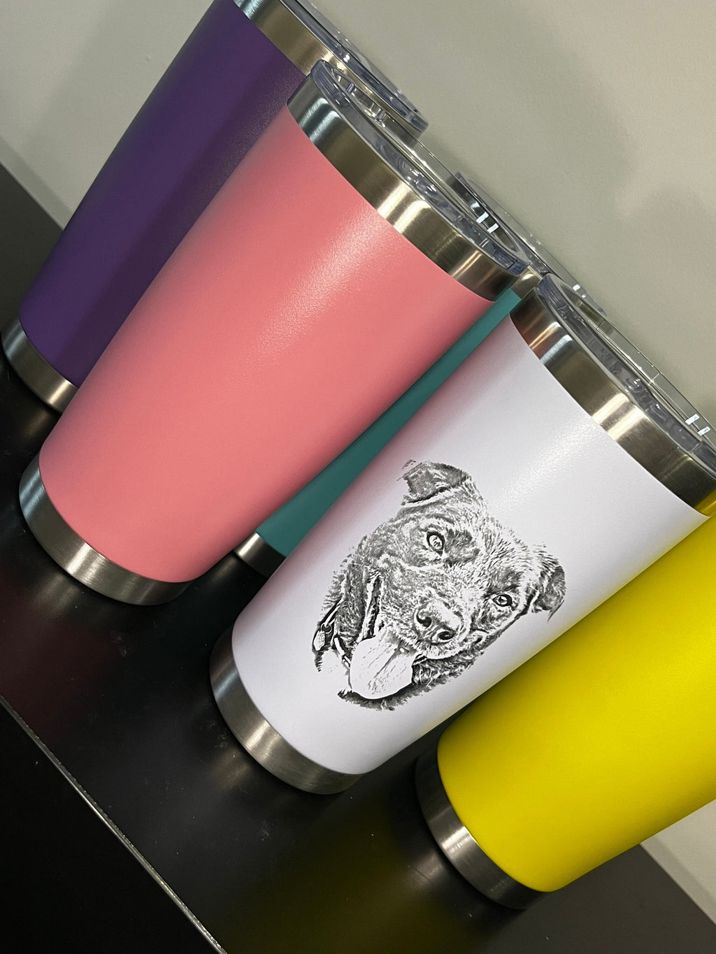 Personalised Pet Portrait Travel Mug: Engraved Steel Thermal Cup
