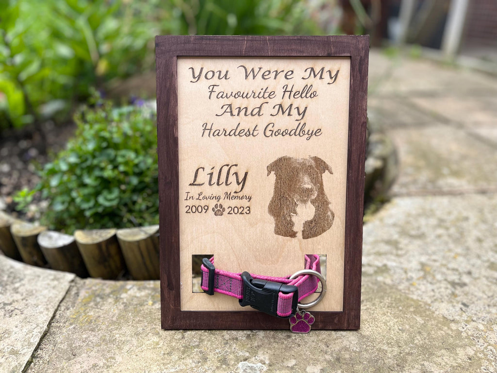 Custom Dog Memorial Collar Holder: Wooden Pet Keepsake Display