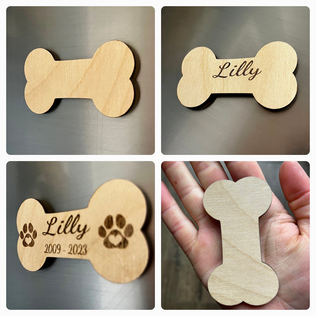 Personalised Wooden Bone Fridge Magnet - Dog Memorial Gift
