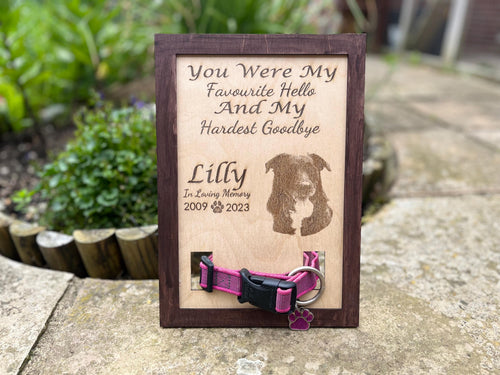 Custom Dog Memorial Collar Holder: Wooden Pet Keepsake Display