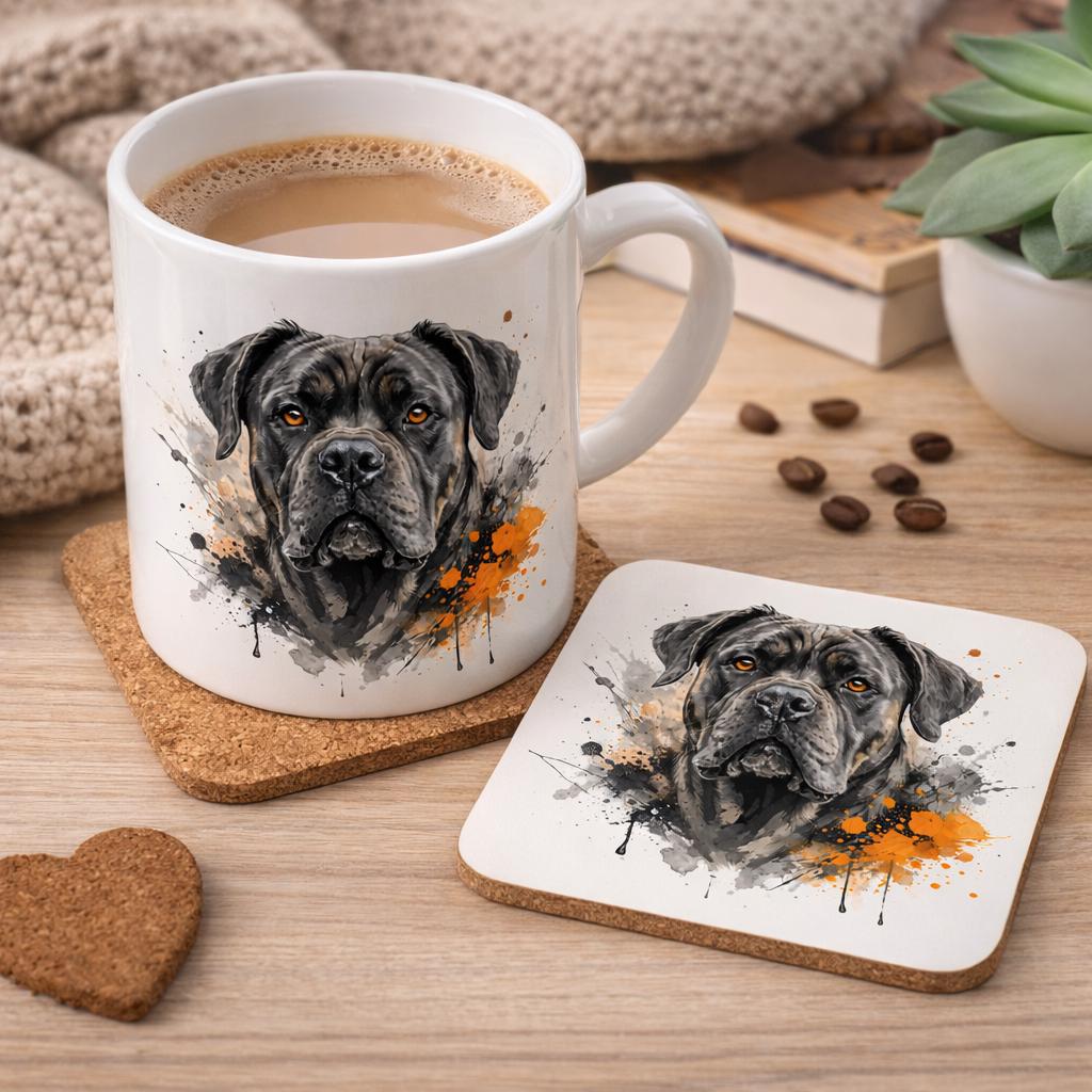 Cane Corso Mug and Coaster  | Dog Lover Gift | 11oz Ceramic Coffee Mug | Mastiff Dog Art Mug | Gift for Dog Mum | Pet Portrait Style Mug UK