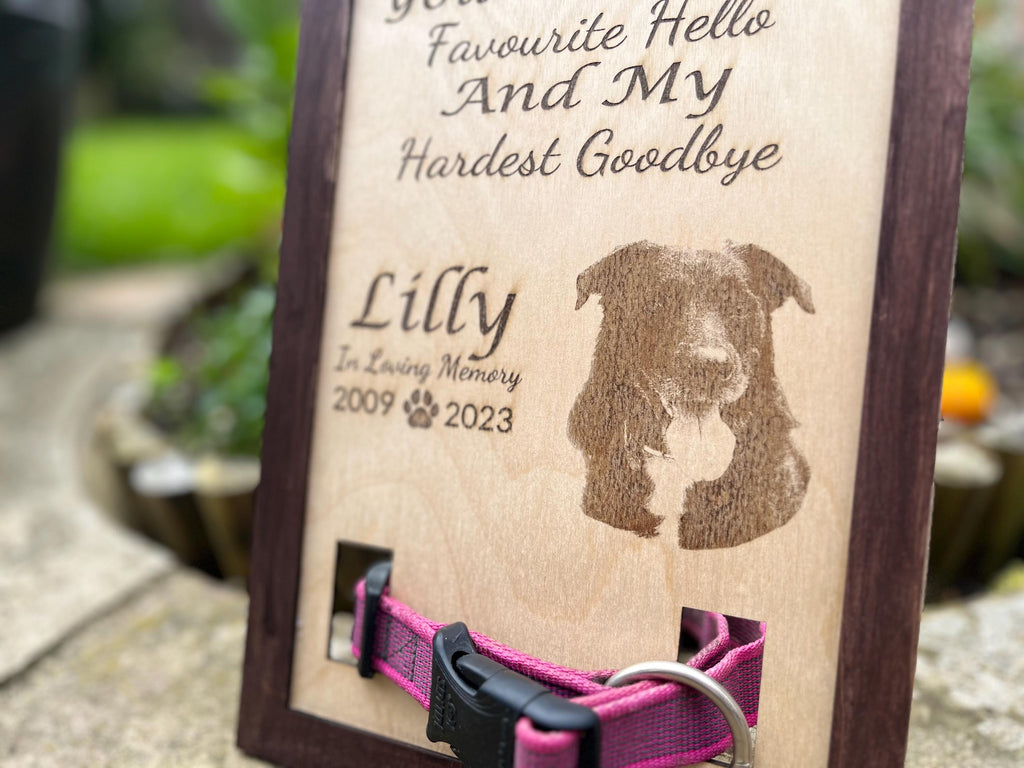 Custom Dog Memorial Collar Holder: Wooden Pet Keepsake Display